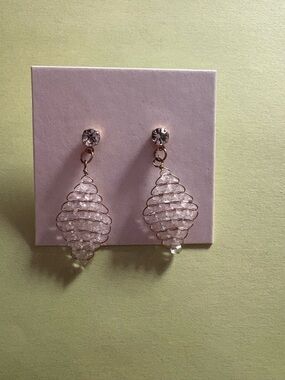 Crystal Wire-Wrapped Drop Earrings - Clear